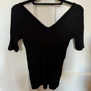 Mango V Neck black top